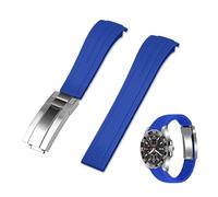 Kai Tian 18mm Rubber Watch Straps with Classic Diving Buckle, Blue Curved End Tapered Silicone Replacement Watch Strap for Men Women