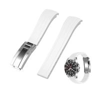Kai Tian 18mm Rubber Watch Straps with Classic Diving Buckle, White Curved End Tapered Silicone Watch Replacement Watch Strap for Men Women
