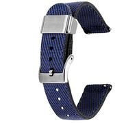 Kai Tian 18mm Watch Band Blue Black Canvas Metal Holder Linen Weave Quick Release Replacement Watch Band for Men Women
