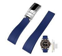 Kai Tian 20mm FKM Rubber Watch Straps, Tapered Silicone Replacement Blue Watch Band for Men Women with Classic Diving Buckle