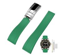 Kai Tian 20mm FKM Rubber Watch Straps, Tapered Silicone Replacement Green Watch Band for Men Women with Classic Diving Buckle