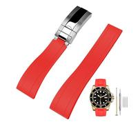 Kai Tian 20mm FKM Rubber Watch Straps, Tapered Silicone Replacement Red Watch Band for Men Women with Classic Diving Buckle