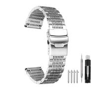 Kai Tian 20mm Mesh Stainless Steel Watch Strap for Men Women, Watch Strap Band Replacement Silver with Deployment Clasp