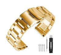 Kai Tian 20mm Stainless Steel Watch Band, Brushed Metal Watch Strap Classic Wristband with Double Buckle Safety Lock, Gold Watch Bands for Women Men