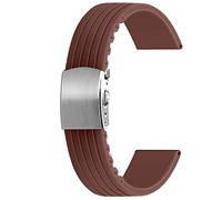 Kai Tian 20mm Strap Brown Rubber Silicone Watch Band with Tire Texture Stainless Steel Buckle for Men Women