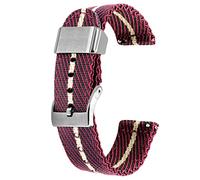 Kai Tian 20mm Watch Band Red Tone Khaki Canvas Metal Holder Linen Weave Quick Release Replacement Watch Band for Men Women