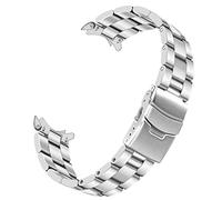 Kai Tian 21mm Watch Band Tapered Bracelet Curved End, Stainless Steel Watch Strap with Solid Deployment Buckle for Men Women Silver