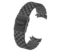 Kai Tian 22mm Curved Ends Stainless Steel Watch Band 5 Rows Watch Strap Bracelet Matte Watch Bands for Men Women Deployment Clasp Black