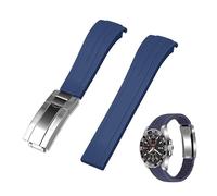Kai Tian 22mm Silicone Watch Strap Curved Ends, Sports Strap with Stainless Steel with Folding Clasp for Men Women Royale Blue