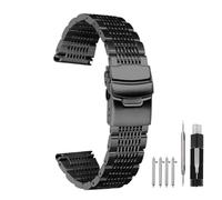 Kai Tian 22mm Stainless Steel Watch Strap Band Premium Mesh Watch Bracelet for Men Women Matted Black Deployment Double Lock Clasp