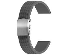 Kai Tian 24mm Strap Gray Rubber Silicone Watch Band with Tire Texture Stainless Steel Buckle for Men Women