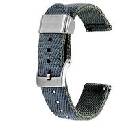 Kai Tian 24mm Watch Band Gray Canvas Metal Holder Linen Weave Quick Release Replacement Watch Band for Men Women