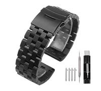 Kai Tian 5 Rows Stainless Steel Watch Band for Men Black Metal Watch Strap Bracelet Classy 20mm Dress Watch Bands for Men Women Deployment Clasp