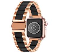 Kai Tian Black Ceramics Rose Gold Stainless Steel Solid Watch Strap Bracelet Compatible for Apple Watch 38mm 40mm 41mm Replacement Watch Bands for Men Women iWatch SE Series SE 7 6 5 4 3 2 1 Sport