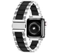 Kai Tian Black Ceramics Silver Stainless Steel Solid Watch Strap Bracelet Compatible for Apple Watch 38mm 40mm 41mm Replacement Watch Bands for Men Women iWatch SE Series SE 7 6 5 4 3 2 1 Sport