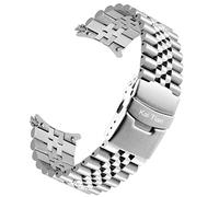 Kai Tian Bracelet Silver Tapered Watch Bands Insert Clasp Made of Stainless Steel 20mm 3D Watch Replacement Band for Women Men Curved End