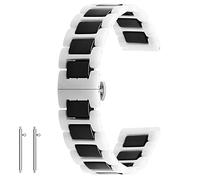 Kai Tian Ceramic Watch Strap Quick Release Watch Quick Release 20mm 22mm Watch Strap Folding Clasp Bracelet for Men Women Black White, 20mm,
