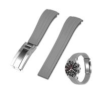 Kai Tian Curved End Rubber Watch Strap with Classic Diving Buckle, 20mm Tapered Silicone Curved Replacement Grey Watch Strap for Men Women