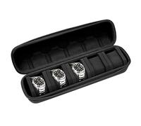 Kai Tian Nylon Watch Box Hard Watch Storage for 5 Watches, Portable Zipper Watch Travel Case for Men and Women with Soft Compressible Foam Cushion