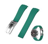 Kai Tian Rubber Watch Strap 20mm Curved Ends, Green Silicone Watch Straps Band, with Stainless Steel Buckle for Men Women