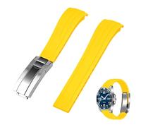 Kai Tian Rubber Watch Strap Band 22mm Curved Ends Yellow Silicone Watch Straps Stainless Steel Buckle for Women Men