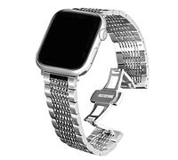 Kai Tian Solid 38mm 40mm 41mm Polished&Matte Mesh Watch Strap Compatible for Apple Watch Band Stainless Steel Replacement Bracelet for iWatch Series 7 6 5 4 3 2 1 Sport Silver