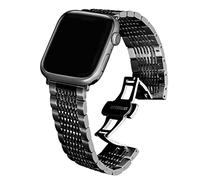 Kai Tian Solid 42mm 44mm 45mm 49mm Polished&Matte Mesh Watch Strap Compatible for Apple Watch Band Stainless Steel Replacement Bracelet for iWatch Series 7 6 5 4 3 2 1 Sport Black