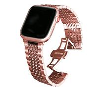 Kai Tian Solid 42mm 44mm 45mm 49mm Polished&Matte Mesh Watch Strap Compatible for Apple Watch Band Stainless Steel Replacement Bracelet for iWatch Series 7 6 5 4 3 2 1 Sport Rose Gold