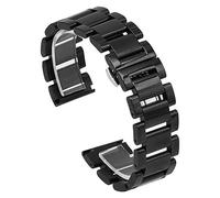 Kai Tian Solid Black Metal Strap 18mm Premium Stainless Steel Watch Band Strap with Butterfly Buckle for Women