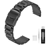 Kai Tian Solid Double Locks Stainless Steel Watch Strap, Brushed Finish Watch Replacement Metal Strap for Men Women 18 mm 20 mm 22 mm 24 mm Black Silver, 26mm, Stainless Steel, No Gemstone