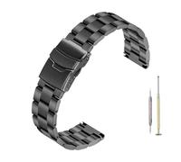 Kai Tian Stainless Steel Engineer 22mm Quick Release Women's Bracelet Solid Screw Watch Strap Double Locking Diver Buckle Black