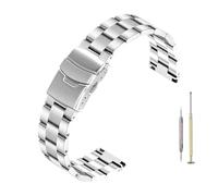 Kai Tian Stainless Steel Engineer 22mm Quick Release Women's Bracelet Solid Screw Watch Strap Double Locking Diver Buckle Silver