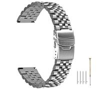 Kai Tian Super 3D Screw-in Adjustable Quick Release 20mm Watch Band Stainless Steel Silver Watch Strap Double Locks Diver Clasp
