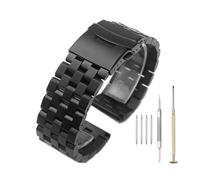 Kai Tian Super Engineer Screw Fixed Links 22mm Black Watch Strap 316L Brushed Finish Solid Stainless Steel Watch Band with Double Flip Lock Diver's Clasp for Men Women