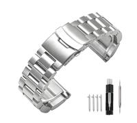 Kai Tian Super Thick Sturdy Watch Strap 20mm 22mm 24mm 26mm Premium Stainless Steel Watch Bands Classic Style Watch Bracelet with Double Deployment Buckle Black Silver