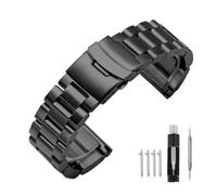 Kai Tian Super Thick Sturdy Watch Strap 20mm 22mm 24mm 26mm Premium Stainless Steel Watch Bands Classic Style Watch Bracelet with Double Deployment Buckle Black Silver