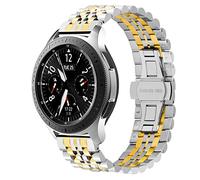 Kai Tian Two Tone Smart Watch Strap Compatible for Samsung Galaxy Watch 46mm Gear S3 Frontier Classic 22mm Stainless Steel Watch Bracelet Silver Gold