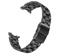 Kai Tian Watch Band 20mm Solid Stainless Steel Watch Replacement Strap Black Tapered Watch Bracelet Curve End Design with Fold Over Buckle