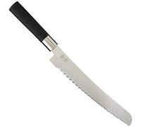 KAI Wasabi Black Bread Knife 23.0 cm Blade Length - Polished 6A/1K6 Stainless Steel 58 (±1) HRC - Black Polypropylene Handle - Serrated Knife - Made in Japan