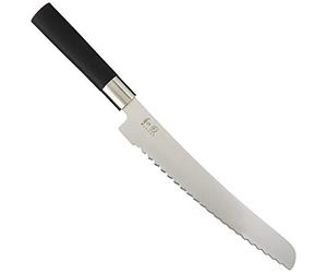 KAI Wasabi Black Bread Knife 23.0 cm Blade Length - Polished 6A/1K6 Stainless Steel 58 (±1) HRC - Black Polypropylene Handle - Serrated Knife - Made in Japan