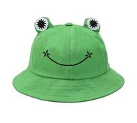 KAIAIWLUO Frog Bucket Hat,Funy Cute Frog Hats Cotton Beach Hats Foldable Fisherman Hat Wide Brim Sun Hat Fishing Cap for Boys Girls Teens Kids Camping Hiking Fishing Hunting Green