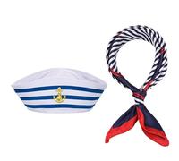 KAIAIWLUO Sailor Outfit,Sailor Hat and Scarf Set Captain Cap Captain Sailor Costume Set with Sailor Scarf for Men Women Kids Adults Navy Dress Up Party Accessories