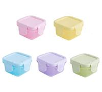 KAIAIWLUO Small Plastic Pots,5 PCS Mini Weaning Pots with Lids Baby Food Storage Boxes Food Container Weaning Feeding Freezer Food Pots 60ML