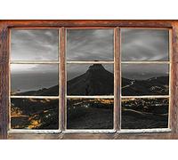 KAIASH 3D Wall Sticker Cape Town's Lion Head Table Mountain Detail Window in 3D Look Wall or Door Sticker Wall Sticker Wall Decal Wall Decoration 62x42cm