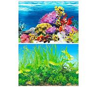KAIBEIYUAN Aquarium Background Coral Glass Sticker Double-Side Scenery Aquarium Sticker PVC Self Adhesive Sticker for Reptile Box Fish Tank Wall Picture Decoration
