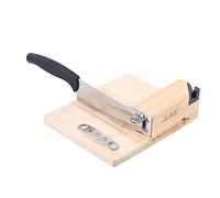 kaichenyt Lever Cutter, Guillotine Cutter Made of Stainless Steel with Wooden Base, Cheese Guillotine Sausage Cutter, Removable Blade, Length 15.8 cm