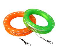 Kaiciuss Kite String Hoop for Kids, Orange & Green Kite Spool Set, String Reel Handle with 300 Feet Line for Each Reel Winder (2 Pack)
