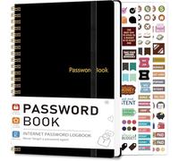 KAICN Password Keeper Book for Senior, Password Book - 5.9" X 8.6",Internet Address and Password Logbook, Password Notebook Organizer for Website Login, Gifts for Home and Office - Black