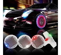 KaiDengZhe 4PCS Solar Car Tire Wheel Lights LED Car Wheel Tire Air Valve Cap Light with Motion Sensors Flashing Colorful LED Gas Nozzle Cap Tire Light Use for Car Motorcycles Bicycles