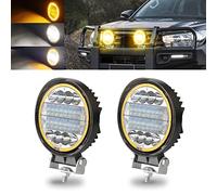 KaiDengZhe 72W LED Work Light Off Road Lamp with Halo Ring Amber 4.5" Pod Flood Light Combo Driving Headlight 12V-36V for Motorcycle SUV Boat